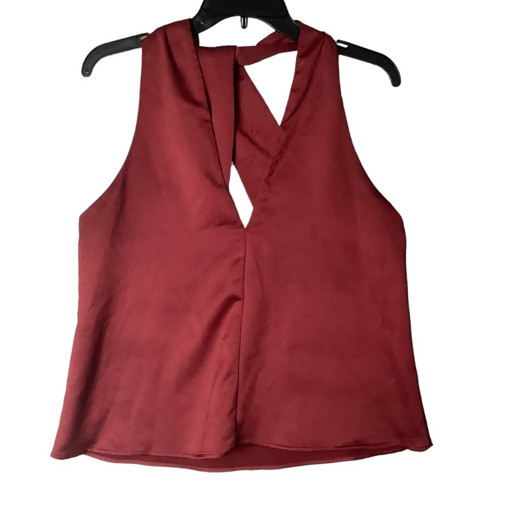 EXPRESS Sleeveless V-Neck Blouse Women Medium Rust Red Lightweight‎ Wide Straps